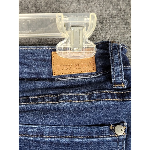 Judy Blue Flare Jeans Frayed Hem Crop Flare‎ Fit Dark Wash Denim Women Sz 5/27 - Picture 4 of 12